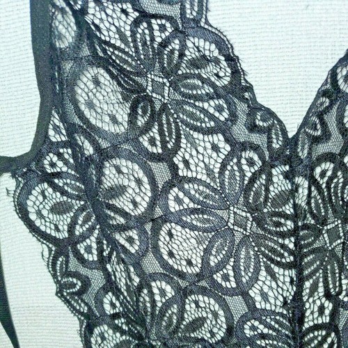 Women's One Piece Lingerie Black Floral Sexy Lace One Size Fits Most (Run Small) - Picture 3 of 6