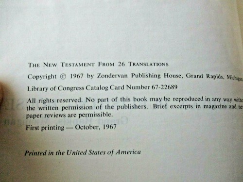 The New Testament from 26 Translations Curtin Vaughan Zondervan 1967 HC book - Picture 5 of 5