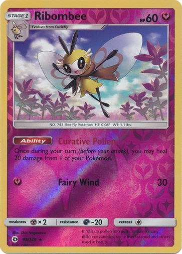 Pokemon Sun and Moon Base Ribomee Reverse Holo 93/149