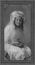Antique Photograph Young Girl Wearing First Holy Communion Dress Matted