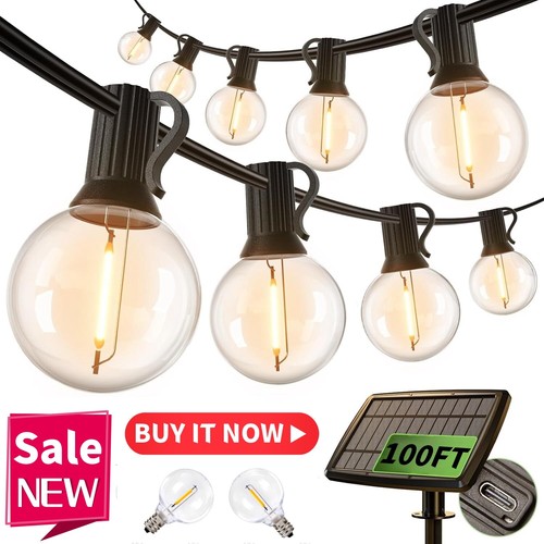 2 Set Luci Stringa Illuminazione Esterno 50FT Luci da Appendere Giardino Lampadine E12 G40 - Foto 6 di 14