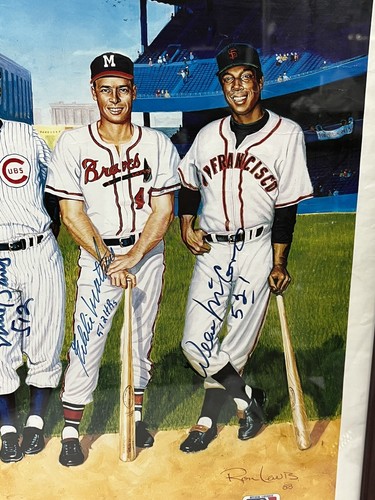 Beautiful 500 Home Run Club Signed Large Litho MICKEY MANTLE MAYS Williams JSA - Picture 6 of 16