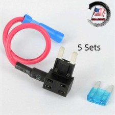 12V 15 Amp Car Add-a-circuit Fuse TAP Adapter Kit, Mini ATM APM Blade Fuse 5Pack