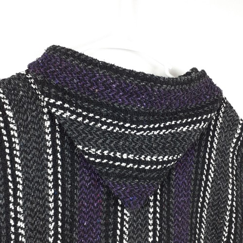 Baja Joe Mens Carpet Sweater Poncho Rug Jumper Hoodie Hippy Pullover Sz M Stripe - Picture 5 of 12