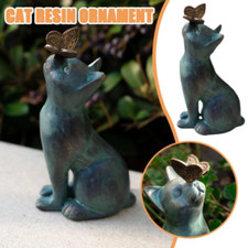 Cat Resin Statue Lawn Porch Yard Home Garden Decor Outdoor Sculpture Ornaments
