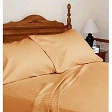 King Gold Striped 4 Piece Bed Sheet Set 1000 Thread Count 100 Egyptian Cotton