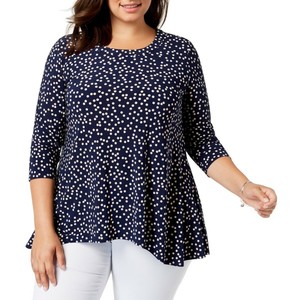 ANNE-KLEIN-NEW-Women-039-s-Plus-Size-Dot-print-High-low-Tunic-Shirt-Top-1X-TEDO