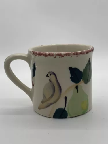 Hartstone Pottery Partridge & Pear w/ Red Rim 12oz Coffee Tea Mug Vintage
