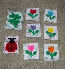 New Handmade Refrigerator Magnet Plastic Canvas Shamrock Flowers Lady Bug New