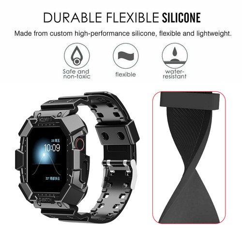 Designed for Apple Watch Series 9/8/7/6/5/4/3/2/Se,Rugged Case with Strap Bands - Picture 10 of 31