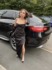 House Of Cb Midi Black Satin ‘Flora’ Dress