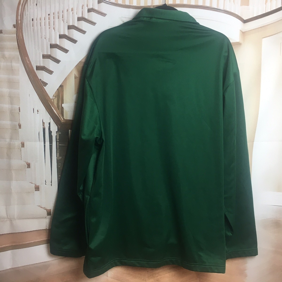 A4 Men's Green Zip Up Track Athletic Jacket XL Polyester Piping