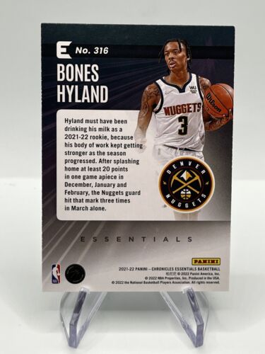 2021-22 Panini Chronicles Essentials Bones Hyland Rookie Denver Nuggets 316 - Picture 2 of 2