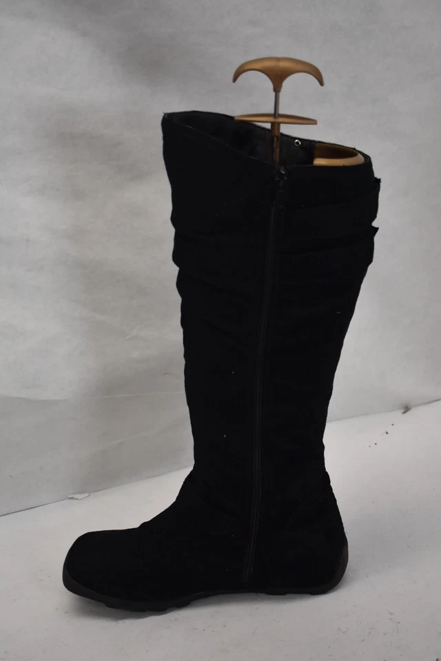 Hot Cakes Faux Suede Black Side Zipper Mid Calf Buckle Boots Womens Size 6.5M - Image 2 of 4