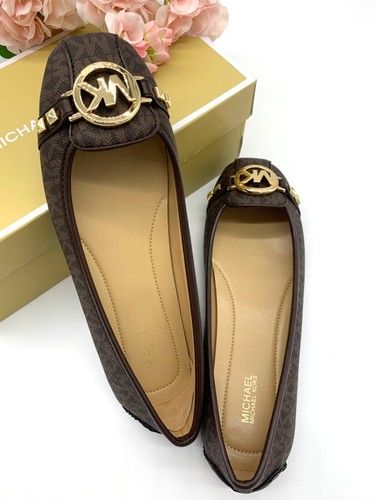 Michael Kors Flat Fulton Moc Slip On Shoes  Black Brown Vanilla Ballet  - Picture 8 of 11