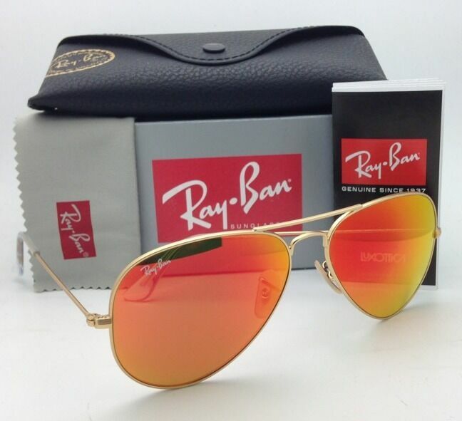 Ray-Ban Sunglasses RB 3025 Aviator 112/69 62-14 Gold Frames Orange