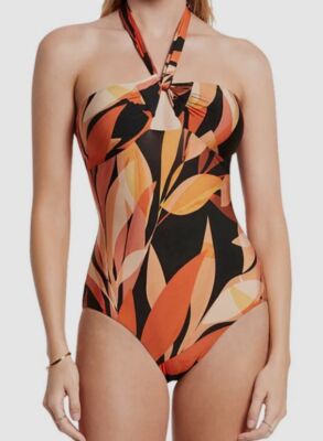 $206 Jets Women's Black Solari Halter One Piece Swimsuit Size AU 10 / US 6