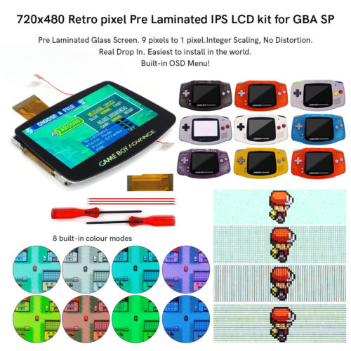 3.0" IPS Backlight LCD für Nintendo Game Boy Advance GBA No Need to Cut Shell - Bild 1 von 32