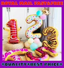 30" Donut Number Foil Balloon 0-9 Helium Doughnut Ballon Birthday Party Age UK