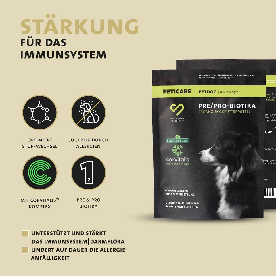Peticare Hunde Präbiotika & Probiotika | natürliche Futterergänzung | 125 gr - Bild 2 von 4