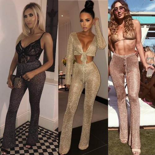 Ladies Metallic High Waist Trousers 