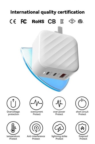 Mural Chargeur Adaptateur 65W Rapide de Prise & Câble Pour Tcl 505 50SE 501 50 - Photo 11 sur 17