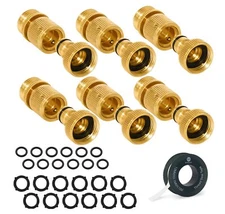 Morvat Brass Quick Connect Hose Fittings for Source Connections, 6 Pack