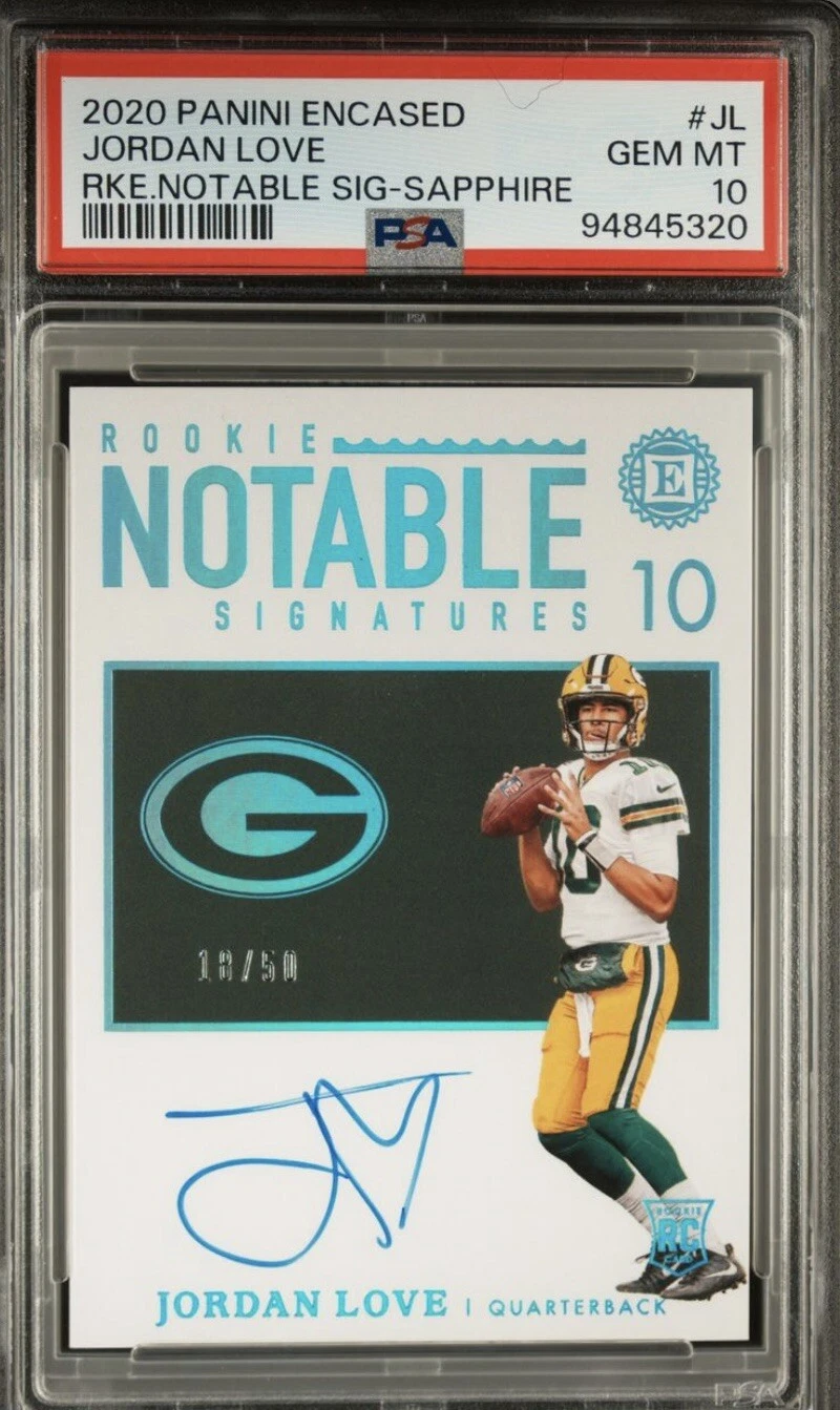 Jordan Love Panini Encased Rookie Notable Signatures #JL Sapphire