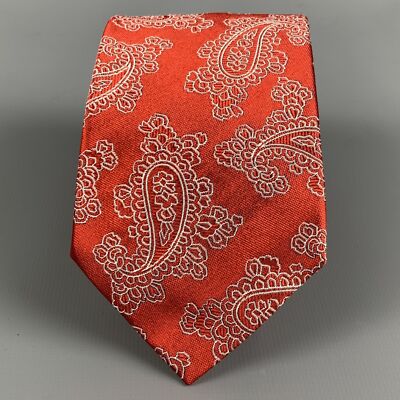 ETRO Red White Paisley Silk Jacquard Tie