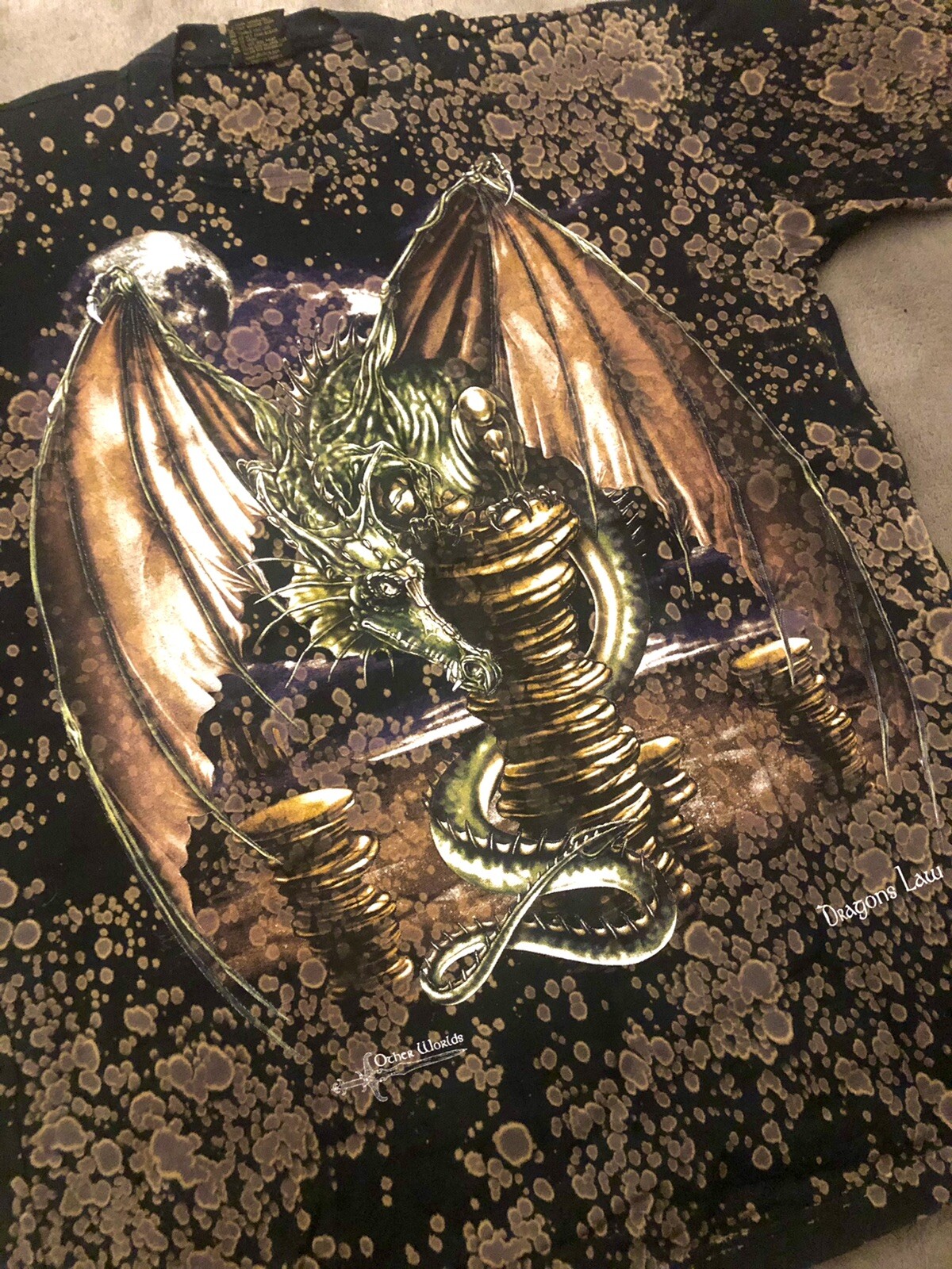 ALTRA Maglietta vintage anni '90 primi anni '90 ""Dungeons and Dragons"" x ""Altri mondi"" lavaggio acido