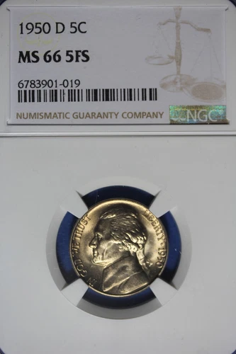 1950 D NGC 5C MS66 5FS JEFFERSON NICKEL #B49868