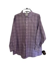 Brooks Brothers Regent Men's Long Sleeve Button Down Purple Check No IRON 17-2/3