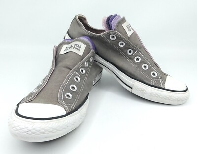 Converse All Star Chuck Taylor Low-Top Canvas Shoes Gray Purple Slip-On M:7  W:9