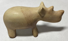 Rhinoceros Figurine Figure Hand Carved Soapstone Rhino Tan 3.75"