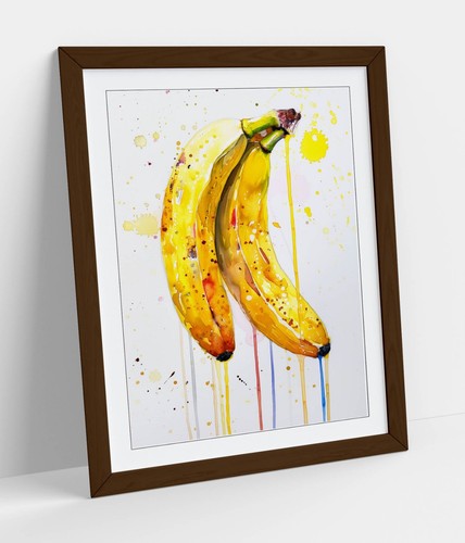 PINTURA ACUARELA DE UN RAMO DE PLÁTANOS - ARTE DE PARED ENMARCADO PÓSTER IMPRESIÓN EN PAPEL - Imagen 9 de 11