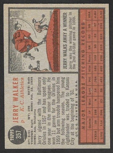 1962 Topps Baseball U Pick (1-370) Complete Your Set - Picture 359 of 377