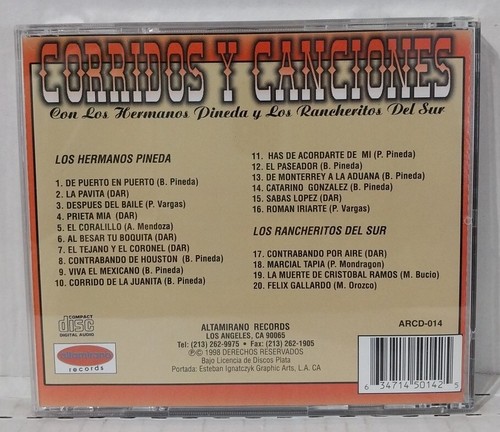 Corridos y Canciones 20 Super Exitos Los Hermanos Pineda y (CD LN 634714501425) - Picture 3 of 3