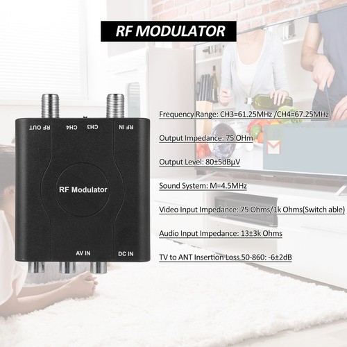 RF Modulator AV to RF Converter NTSC CH3/CH4 Channels Video Input N0P3 - Picture 6 of 6