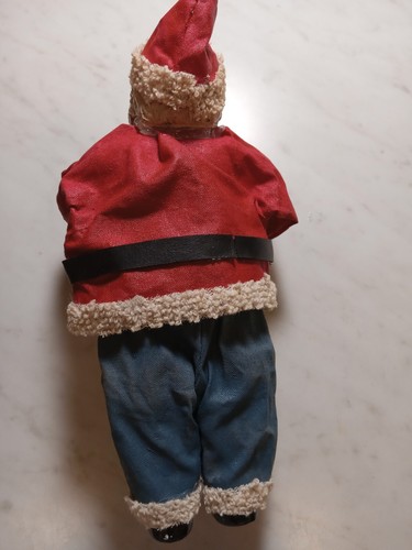 Unusual Vintage Santa Claus HEAD Fabric Mache stiffened w curly white trim - Picture 3 of 8