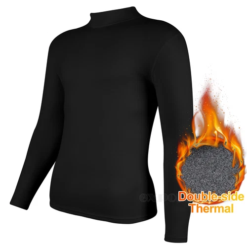 Men Long Sleeve Thermal Tops Pullover Underwear Tees Double-side Fleece T-Shirt - Picture 13 of 15
