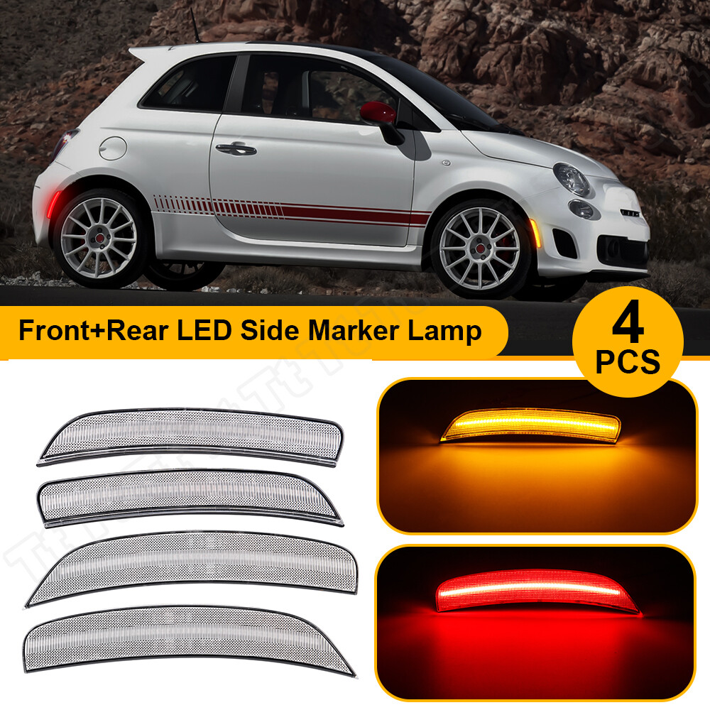 4PCS LED Clear Side Marker Lights Front+Rear For 12-17 Fiat 500