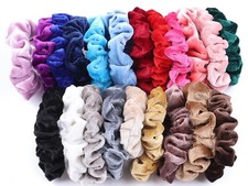 2 X Skinny Scrunchies Premium Velvet Hair Tie Girls Ponytail Holder Hair Bobbles