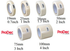 ProDec 50m Metre Masking Tape, Thickness 19 25 38 50 75 100 mm Pro Painting VAT