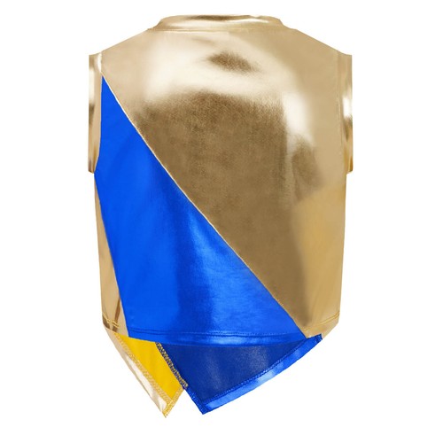 Kids Girls Set Metallic Suit Running Outfit Tank Top Color Block Dancewear Vest - Picture 32 of 70