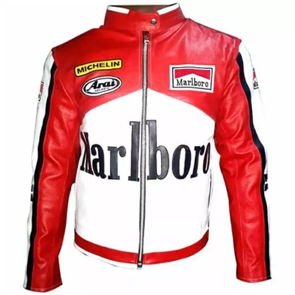 Marlboro leather top racing jacket