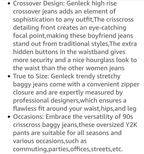 Genleck Wide Leg Jeans For Women High Waisted Crossovers - Picture 7 of 9