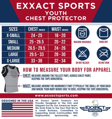 Exxact Sports Youth Baseball Chest Protector, Padded Compression Shirt - Picture 14 of 35