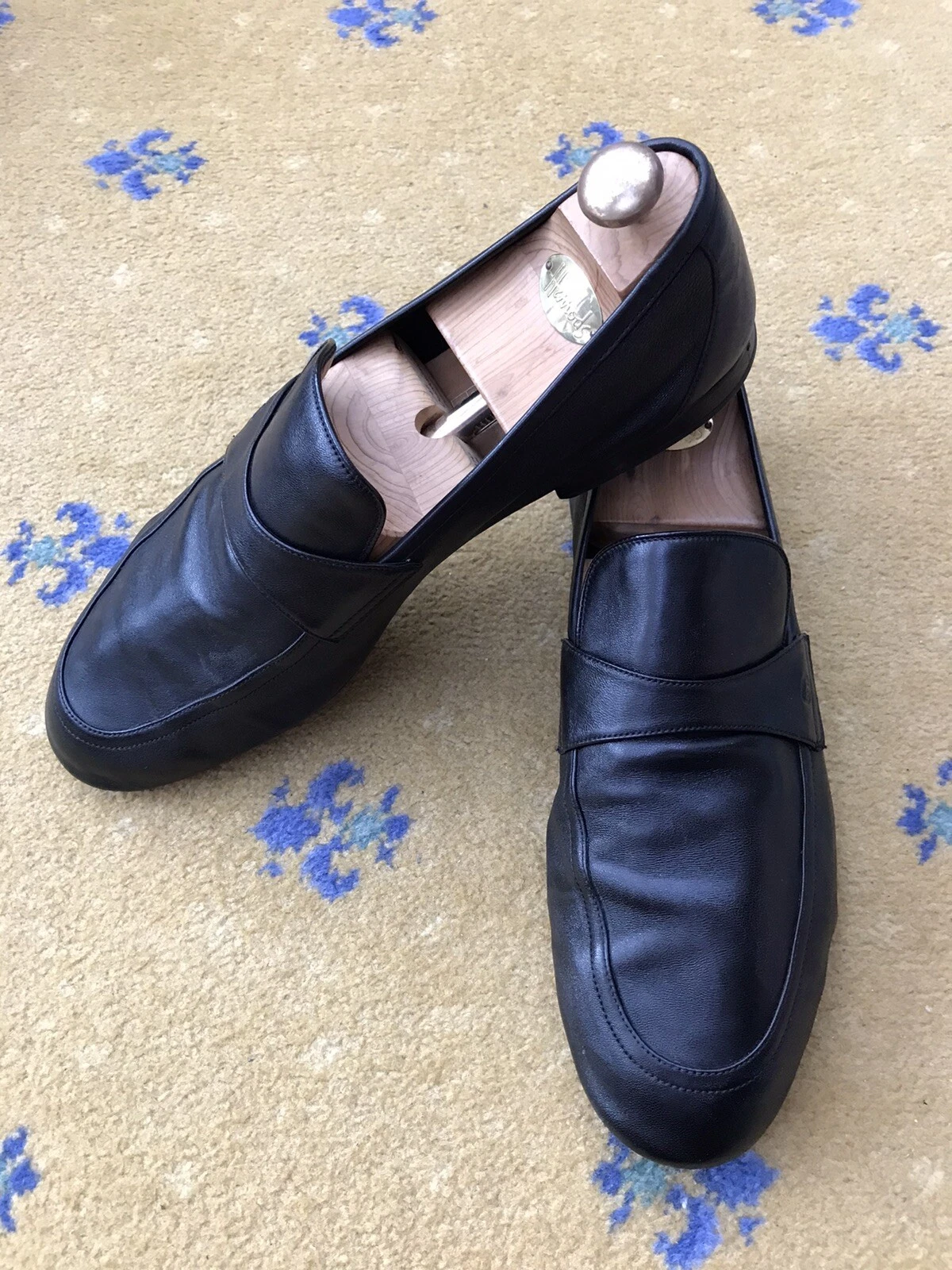 Mocassins Gucci chaussures conducteur noir cuir souple imbriqué G homme UK 12 US 13 46