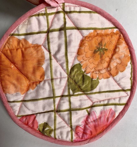 Vtg Star Quilted Hot Pads Pot Holders Round Pink Handmade Trivets Lot 6” - 第 6/18 張圖片