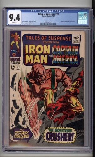 Tales of Suspense #91 CGC 9.4 Red Skull & Crusher App 1967
